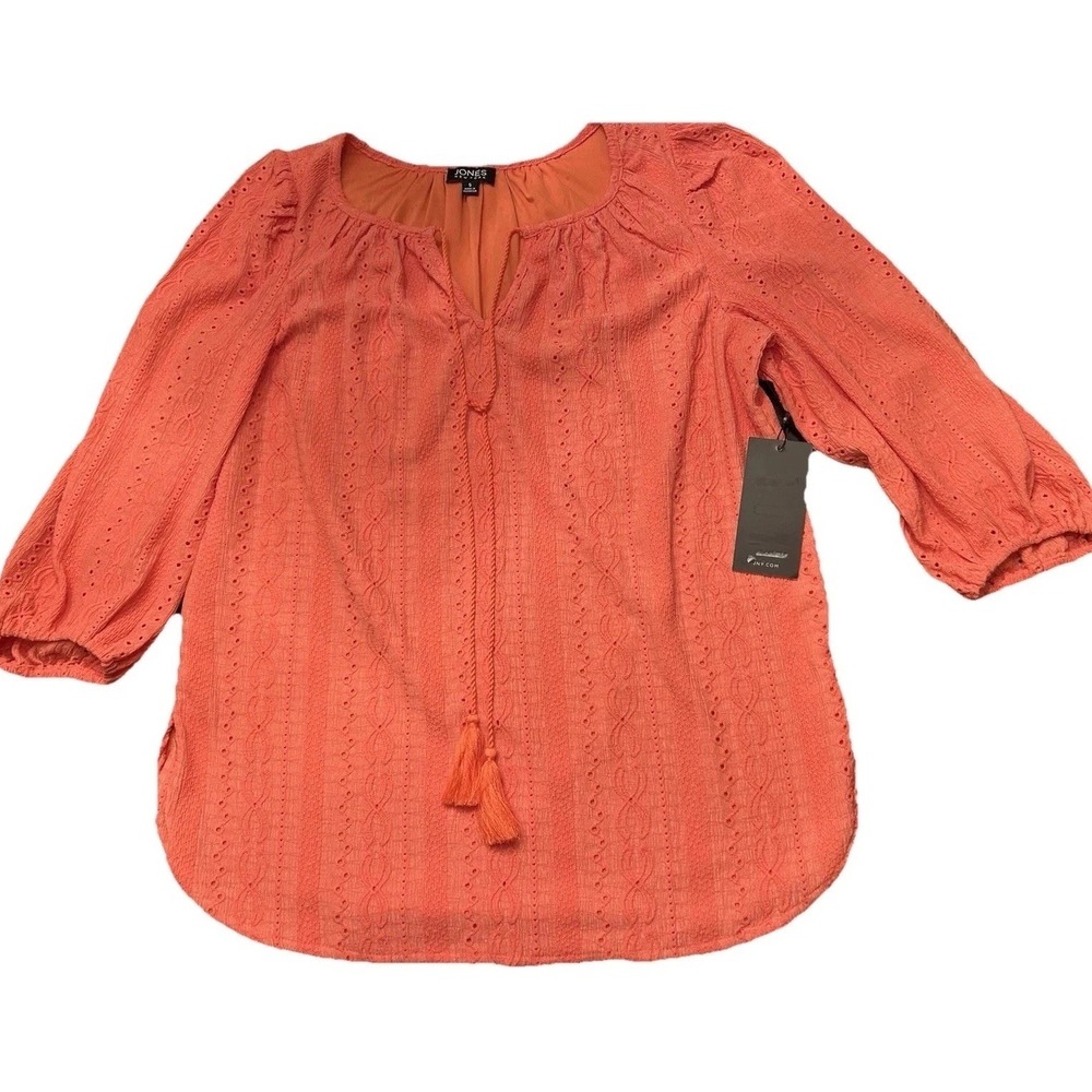 New Jones New York Coral Tassel Eyelet Top Small Also Fits M 3/4 Elastic Sleeve